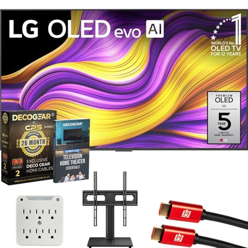LG 55' G5 OLED evo 4K UHD TV with One Wall Design 2025 Bundle with CPS Exclusive 26 Month Protection, 2X HDMI Cable, Wall Mount, Surge Adapter & Deco Gear Complete Home Theater Beginner's Guidebook
