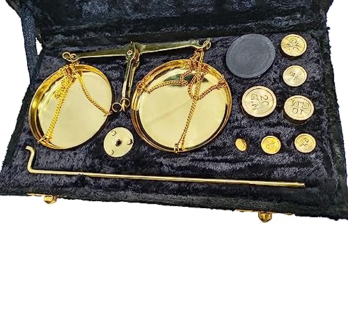 Vintage Old Traditional Goldsmith Weight (Tarazu) showpiece Antique Brass Weighing Scale Balance Justice Law Scale Decoration Collectibles Marine Instrument Home/Office Table Decor