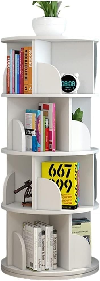 Estantería giratoria blanca de 3 pisos librero de suelo 360 grados 40x40x98cm