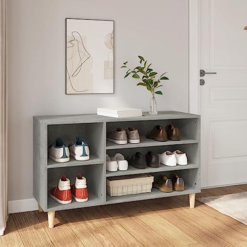 Rangement chaussures modulable gris béton 102cm avec support stable en bois