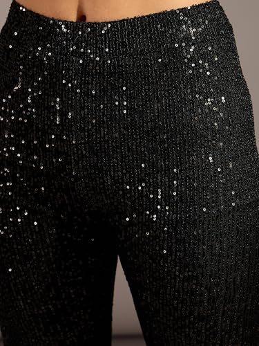 Image of Black Sequine Bell Bottom Pants