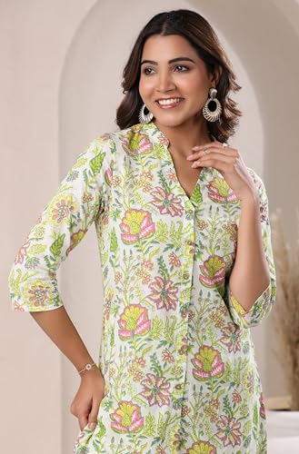Image of Janasya Women's Pure Cotton Floral Printed Straight Co-ord Set