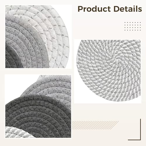 Salvamanteles de estilo bohemio trenzados en cuerda de algodón lavable y resistente, 25cm 3