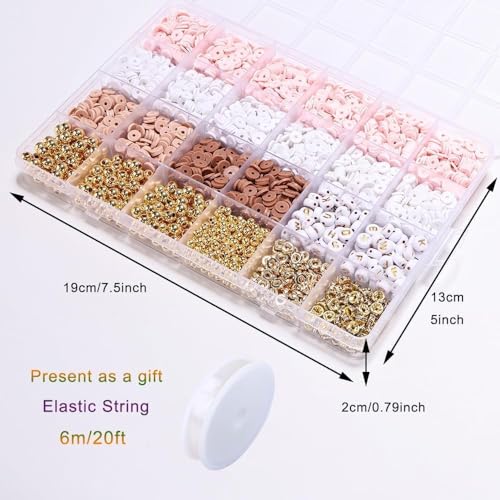 Image of MAGHROLA Jewelry Bracelet Making Kit - Flat Polymer DIY Clay Bead for Children's,Adults | DIY Letter Plastic Polymer Beads Friendship Bracelet Kit for 6-12 Years Old Little Girls | Birthday Gift,Brown