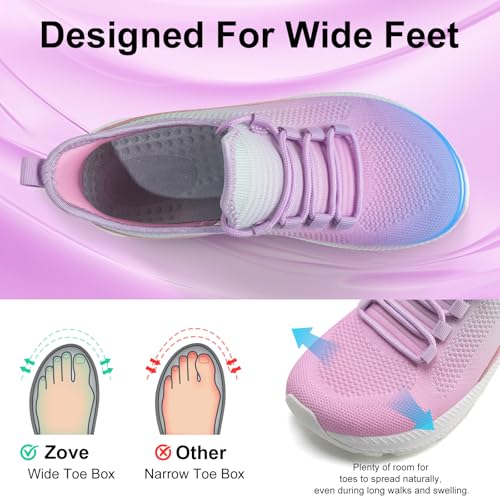 Image of ZOVE Wide Toe Box Shoes Women Extra Wide Width Sneakers Ultra Light Road Running Shoes Non-Slip Tennis Sneakers Breathable Walking Athletic