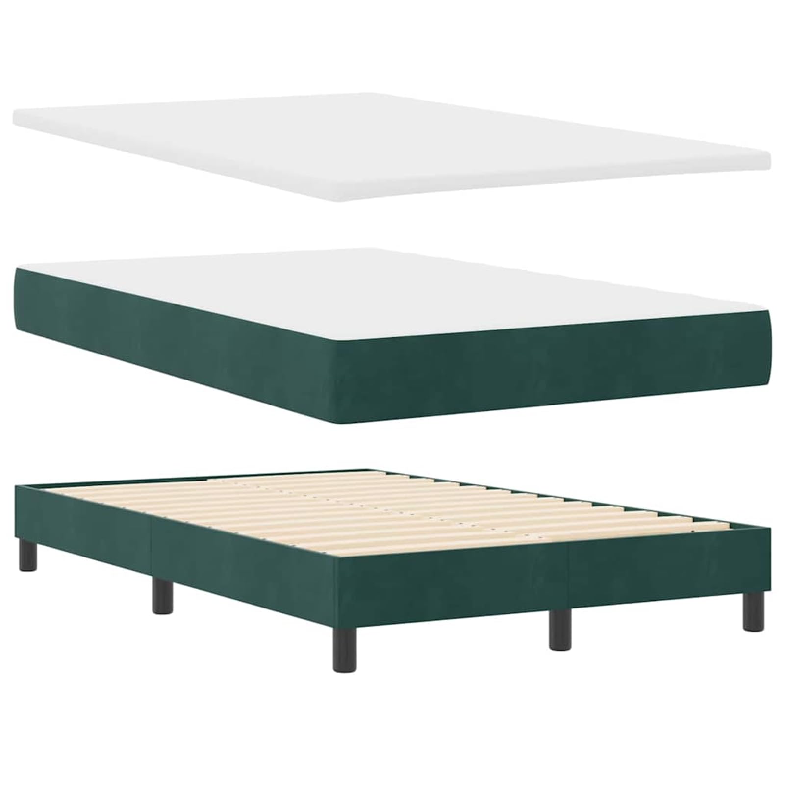 ATOMSTACK MAKER Letto a molle, 120 x 200 cm, colore verde scuro, effetto velluto, testiera regolabile in altezza, materasso e topper, rete a doghe stabile, design moderno per 2 persone (280 kg)