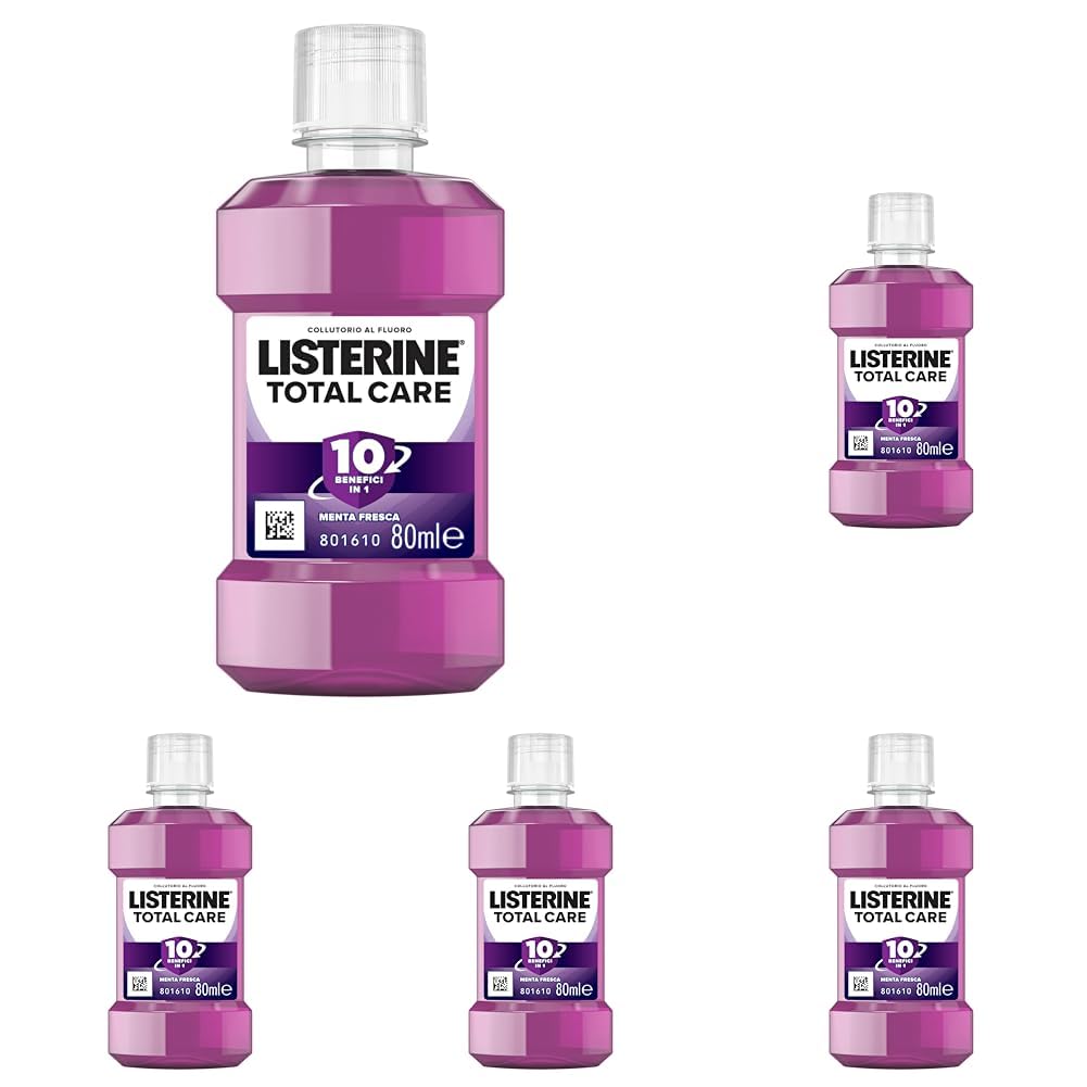 LISTERINE Total Care Mundspülung für unterwegs, vollständiger Schutz mit reinem Minzgeschmack, angereichert mit Fluorid für starke Zähne und gesundes Zahnfleisch in nur zwei Wochen, 80 ml