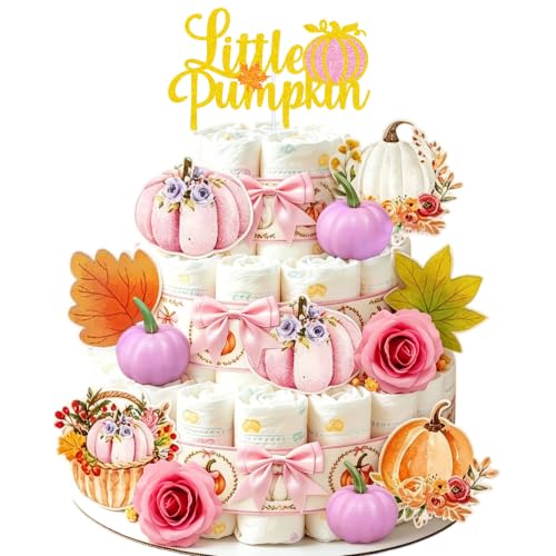 JeVenis Pink Little Pumpkin Diaper Cake Decoration Ribbon Artificial Flower