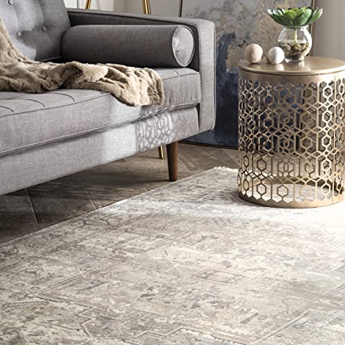 Nuloom Harriet Vintage Medallion Fringe Area Rug, 3' X 5', Silver #TOP6