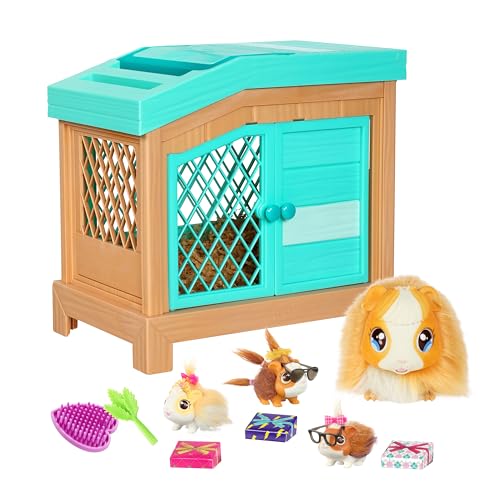 Little Live Pets Mama Surprise Guinea Pig Plush Toy, Soft, Interactive Stuffed Guinea Pig Hutch and 3 Babies, Unisex Animal Plush Toy with 20+ Sounds, Multicolor Kids Toys for Girls and Boys