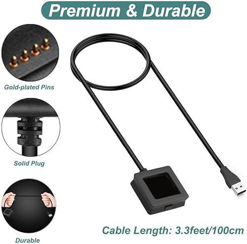 Miniatura 4 de Kissmart Cargador para Fitbit Blaze, cable de carga de repuesto, adaptador USB para reloj inteligente Fitbit Blaze [2 unidades, 3.3 pies/3.3 ft]
