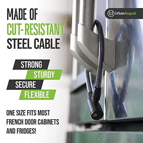 Urban August Original Fridge Lock Cabinet Locks With Keys - French-Door Refrigerator Lock For Kids Adult - Multifunctional Cable Lock For Fridge Cabinet Bike Stroller (Regular, Black - 1 Pack) #TOP3