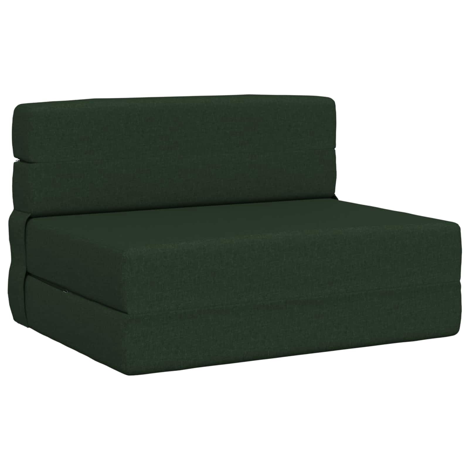 Sofá cama plegable verde oscuro de tela 70x72x60 cm para espacios pequeños