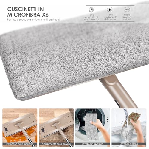 Myiosus Wischmopp Set mit Eimer, Bodenwischer, Wischmopp mit Einstellbar Edelstahlgriff und 6...