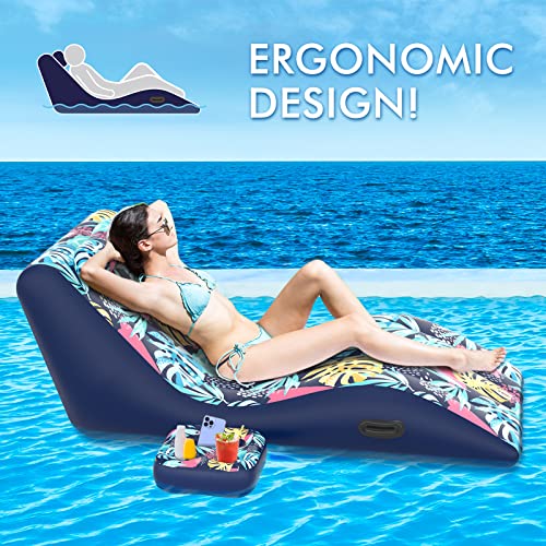 Lusvnex Pool Float Lounge, Ultra Comfort 2-In-1 Floating Chair With Detachable Cupholder Caddy, Heavy Duty Floats Adult Size Lounger For Swimming Pool, Lake, Outdoor #TOP5