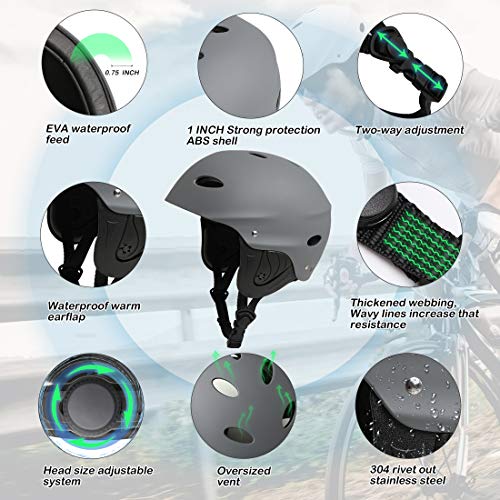 Vihir Adult Water Sports Helmet with Ears - Adjustable Multi Bike Skating Skate Skateboard Scooter Surf Snow Men Women Dial Helmet - Thumbnail 5