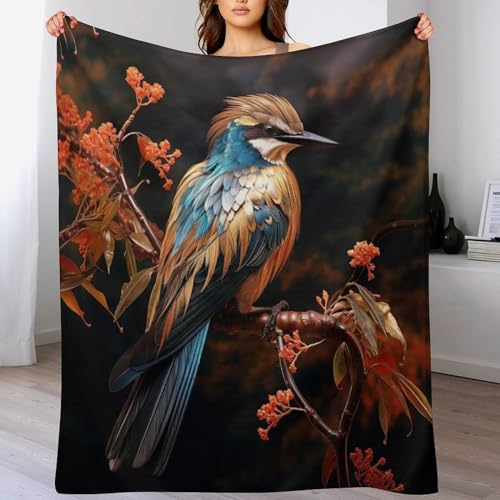 Couverture De Luxe À Chaud Oiseau Plaid Canape en Flannel Douillette