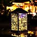 Solar Lantern Lights Metal Sunwind with 30 Warm White LEDs Fairy String Lights Outdoor Decorative Table Lamp (Black-11.4"H)