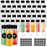 tchrules Ingwer-Schnapsflaschen aus Kunststoff, mit Kappen, für Ingwer, Vanilleextrakt, Zimt, Honig, Cayenne, Wellness-Shot, heiße Soße, 24 Stück