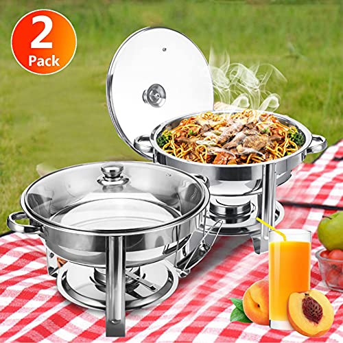 LKJHG Edelstahl Speisenwärmer, Rundes Buffetwärmer Chafer Set Mit Deckel & Deckelhalter Für Buffet Hochzeiten Partys… – Bild 6