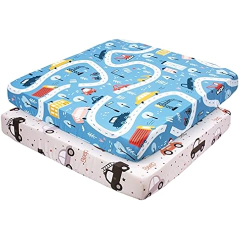 Cloele Square Playard/Playpen Fitted Sheets Perfect for 36 X 36 Portable Playard Mattresses - 2 Pack Square Pack and Play Crib Sheets - Ultra Soft Microfiber Car Fitted Playpen Sheet for Baby Cover