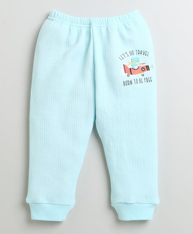 BUMZEE Sky Blue & Charcoal Grey Boys Cotton Thermal Joggers Pack Of 2 Age - 12-18 Months (Peb9628D-sbl.gry) 2