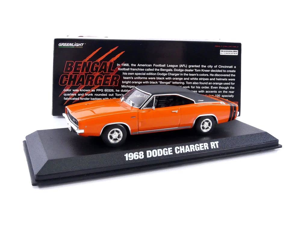 NEUF GREENLIGHT JOHN Mèche 1968 Dodge Chargeur R/T Noir 1:43 Modèle