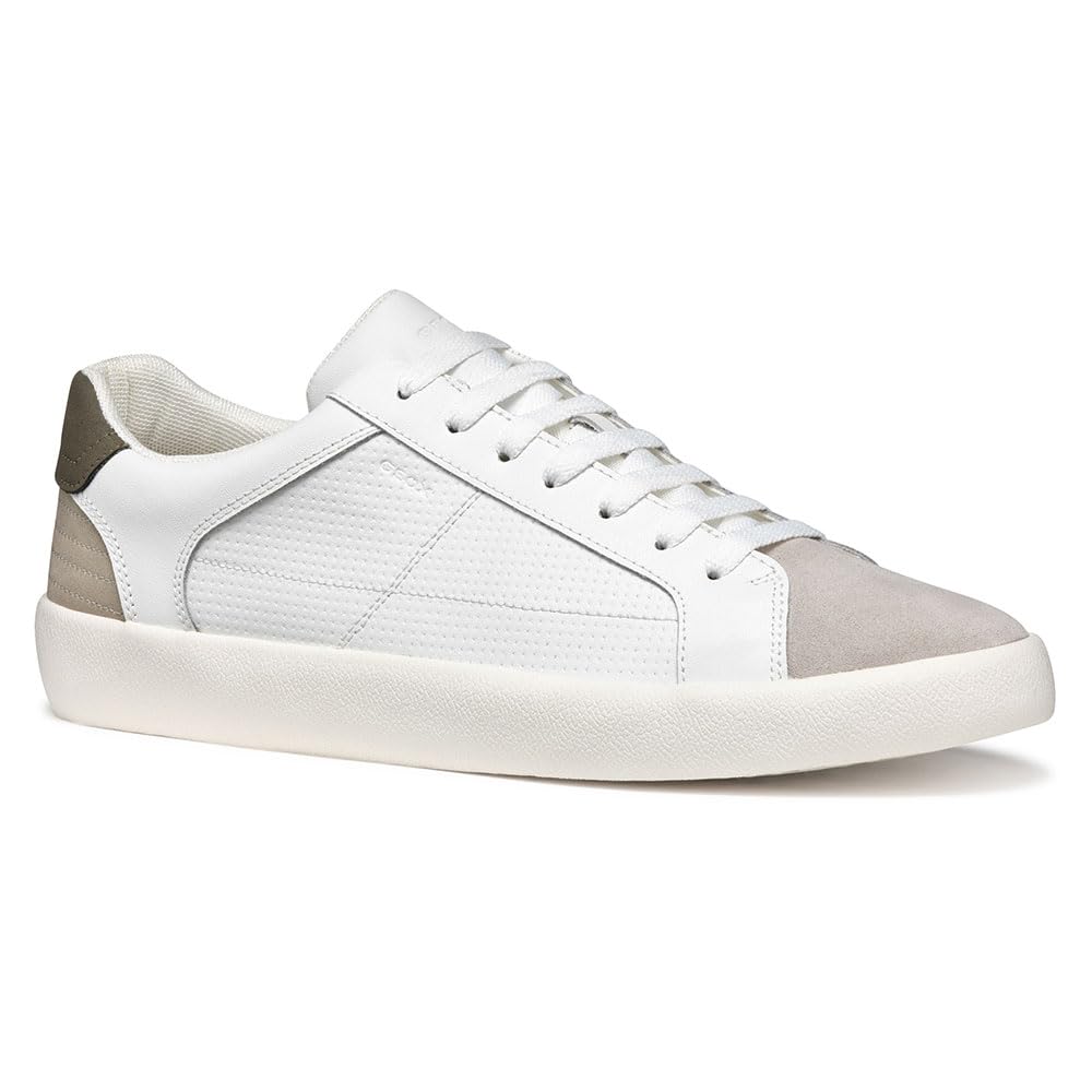 Geox Men's U AFFILE A Sneaker, White/Military, 9 UK