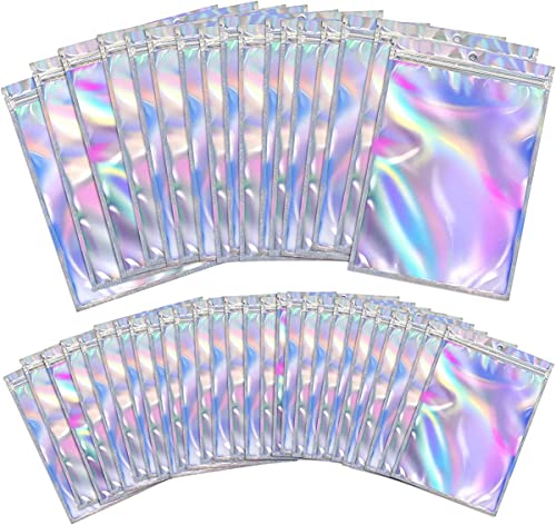 MaoNativey 100 Pezzi Mylar Sacchetti a Chiusura Sacchetti a Prova di Odore, Sacchetti in Alluminio Richiudibili, Mylar Borsa per Conservazione dei Cibi a Favore della Festa(7,5 x 12 cm)