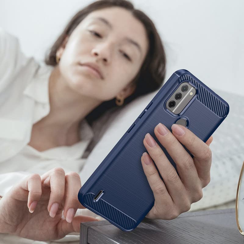 Image of Hybrid Carbon Fiber Back Case for Nokia C31 (Blue)