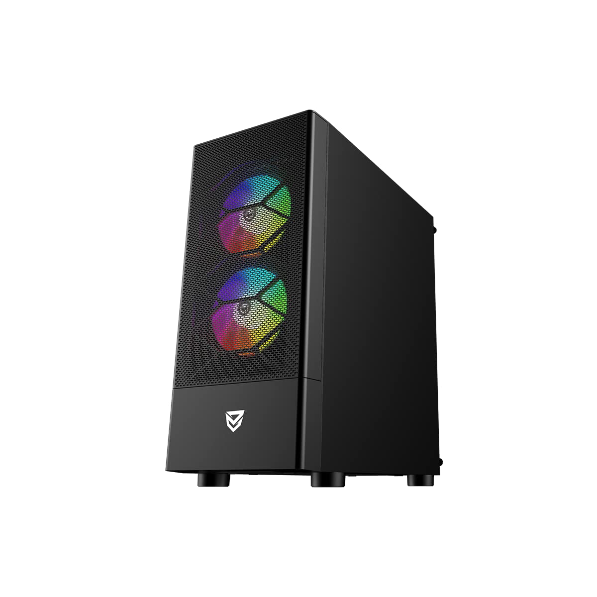 Nfortec - CAELUM Case per PC da gioco Mid Tower (ATX), 3x ventole ARGB da 120 mm incluse, rete frontale, vetro temperato laterale, nero