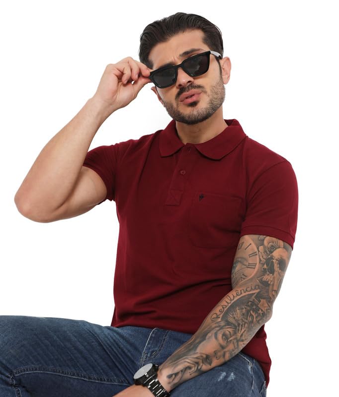 Image of VIP Cotton Rich Fabric Pique Knit Polo Collar T-Shirt Combo Set for Mens with Pockets