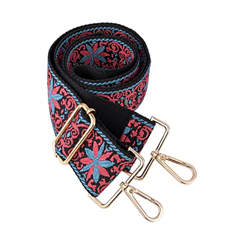 Image of Dsigo Purse Strap, 2 inch Wide Gold Buckle Embroidery Crossbody Shoulder Strap for Bag Handbag Canvas Bag Crossbody Bags