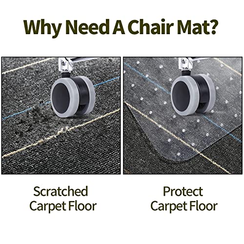 Office Clear Chair Mat For Low Pile Carpet,36 * 48 Inches Transparent Pvc Studded Desk Chair Mat,Protection Mat For Office Or Home,Slip Resistant, Easy To Clean,Rectangular #TOP2