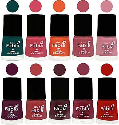 Image of ALL IN ONE (PACK OF 10), Long Lasting Glossy Nail Polish, 6 ml Each, All Vibrant Colours,02108