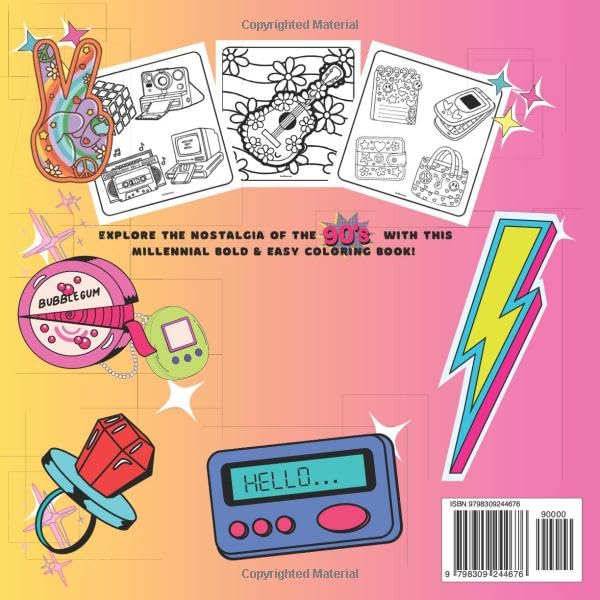 Millennial Vibes: Bold & Easy Coloring Book for Young Adults: Explore the Nostalgia of the 90's with this Bold & Easy Coloring Book for Adults. image 3