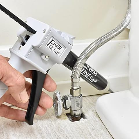 Finish Line Caulk Acrylic Urethane Elastomeric Sealant and Precision Hand Dispenser. Includes One Dispenser and Two 55 - mL / 1.86 fl Tubes Sealant with Precision Caulking Tips.. (Off White) Cover