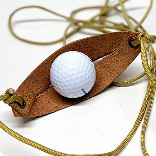 Parallel Halo Leather Shepherd Sling Handmade Paracord Shepherds Old-Fashioned Slingshot Tennis Ball Thrower (Brown) by Parallel Halo - Image 4