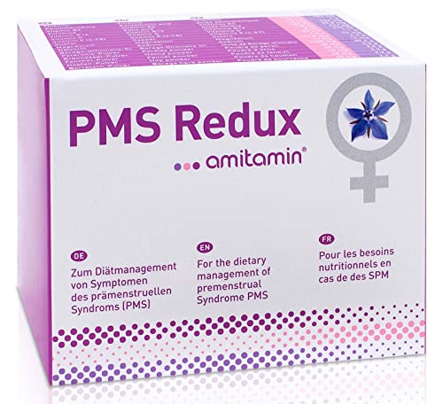 amitamin PMS Redux Komplex | Hormon Balance für Frauen | hochdosiert | erfolgreich klinisch getestet | 90 Kapseln l Folsäure, Vitamin B1, B6, B12, D, E Kupfer u.v.m. | Apothekenqualität seit 2010