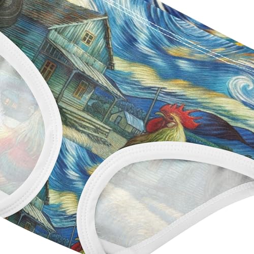 Farmhouse Rooster Starry Night Little Girl Panties Girls Underwear Toddler Cotton Flower Briefs Underpants 2t4