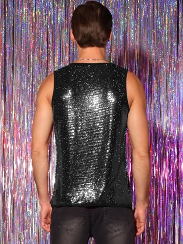 Lars Amadeus Sequin Tank Top for Men's Metallic Sparkle Glitter Sleeveless Tank Shirts3