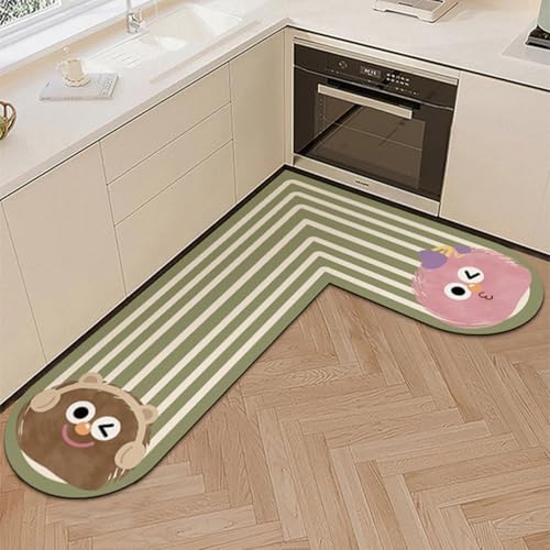 Vzqr キッチンフロアマット 右L字型 100×120cm 滑り止め 防水 抗菌 防臭 防汚 吸水速乾 洗える 床保護 床暖房対応 転倒防止 お手入れ簡単 台所・洗面所用 カーペット (80*150cm,B-左L字型)