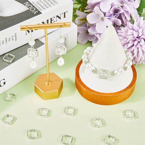SUNNYCLUE 1 Box 80Pcs 14MM Square Bead Frame Alloy Bead Frames Bulk Tibetan Style Vintage Silver Hollow Metal Frames Beads for jewellery Making Bead Assortments DIY Craft Bracelets Necklaces Earrings - Image 4