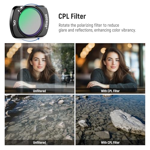 NEEWER Lens Filter Set Compatible with DJI Osmo Pocket 3 / Pocket 4 / Xtra Muse, Magnetic CPL Filter, 0.75x Wide Angle Lens 108° FOV, Screen Protector Accessories, FL-B29 - image 5