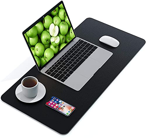 ISMMIK Desk Pad, Waterproof PVC Leather Desk Table Protector, Large Mouse Pad, Easy Clean Laptop Desk Writing Mat for Office Work/Home/Decor Black (80 x 40 cm)