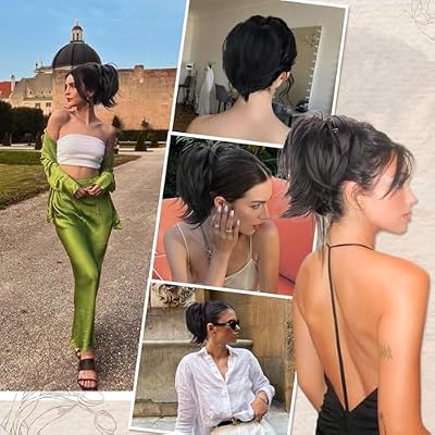 BARSDAR Straight Hair Bun + Comb Clip Ponytail - Black