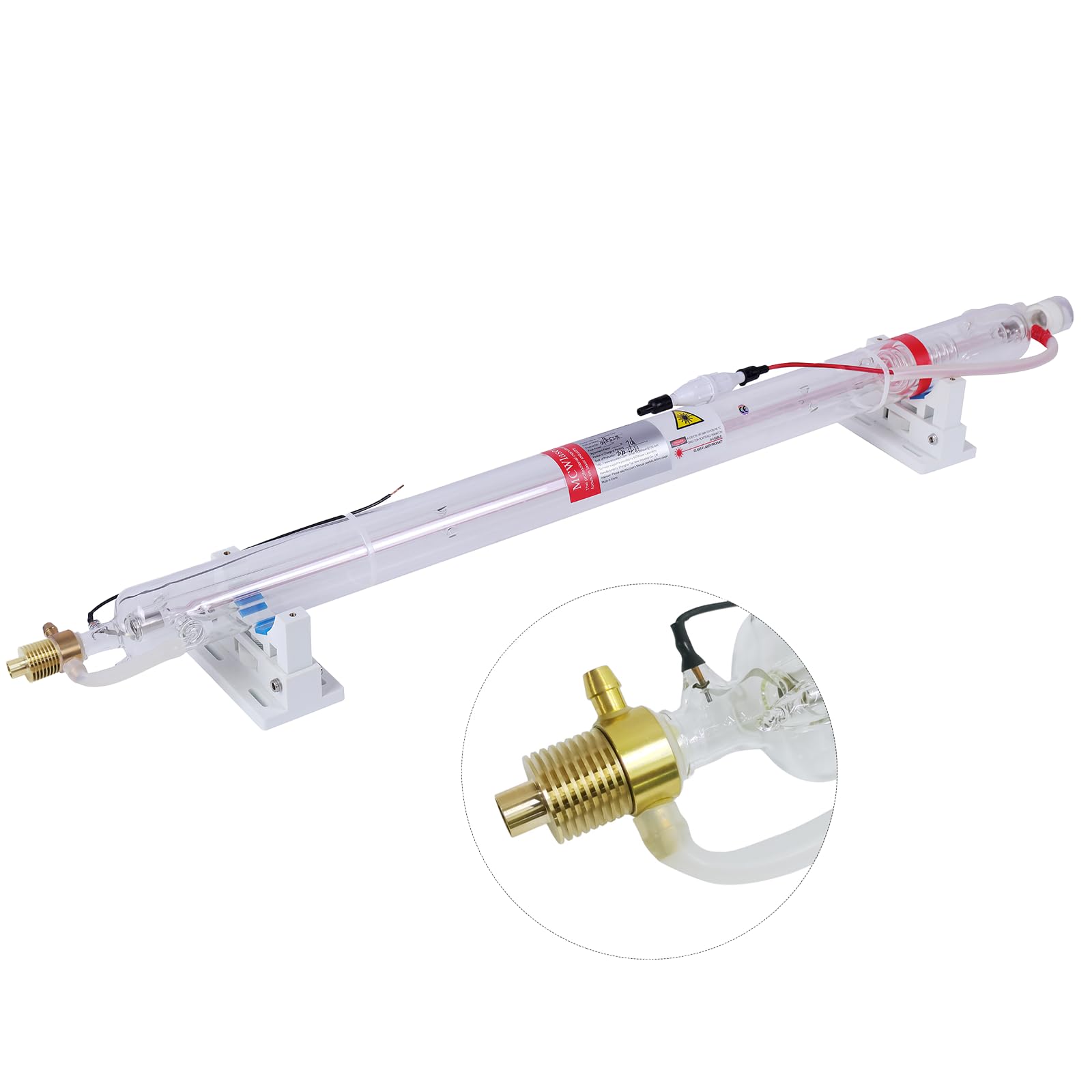 MCWlaser 90W CO2 Laser Tube Glass Laser Tube 80W 90W 100W with Length 1250mm Dia.80mm with Metal Head and Coating Cable Preconnected