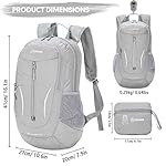 ZOMAKE Ultra Lightweight Packable Backpack 25L, Foldable Hiking Backpacks Water Resistant Small Folding Daypack for Travel(Sliver Grey) - Image 3