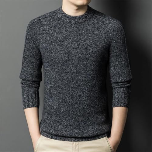 Men Wool Clothing Knit Tops O Neck Jumpers Sweater Warm Basic Thick for Solid2