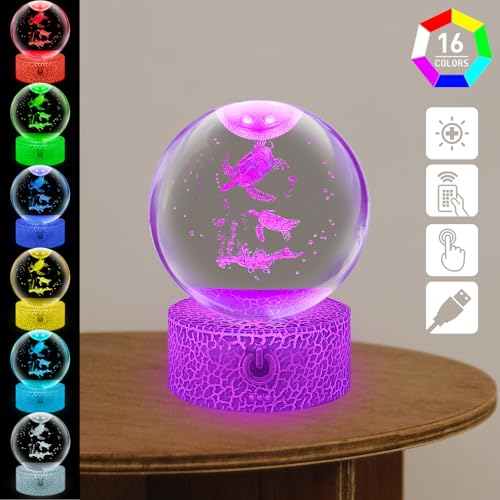 Lámpara de Mesa Bola de Cristal Tortuga 8 cm Multicolor miniatura 2